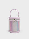 CHARLES & KEITH Marietta Bead-Embellished Holographic Bucket Bag Lilac