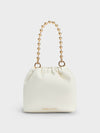 CHARLES & KEITH Aldora Beaded Handle Bucket Bag White