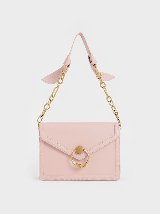 CHARLES & KEITH Joelle Envelope Shoulder Bag Light Pink