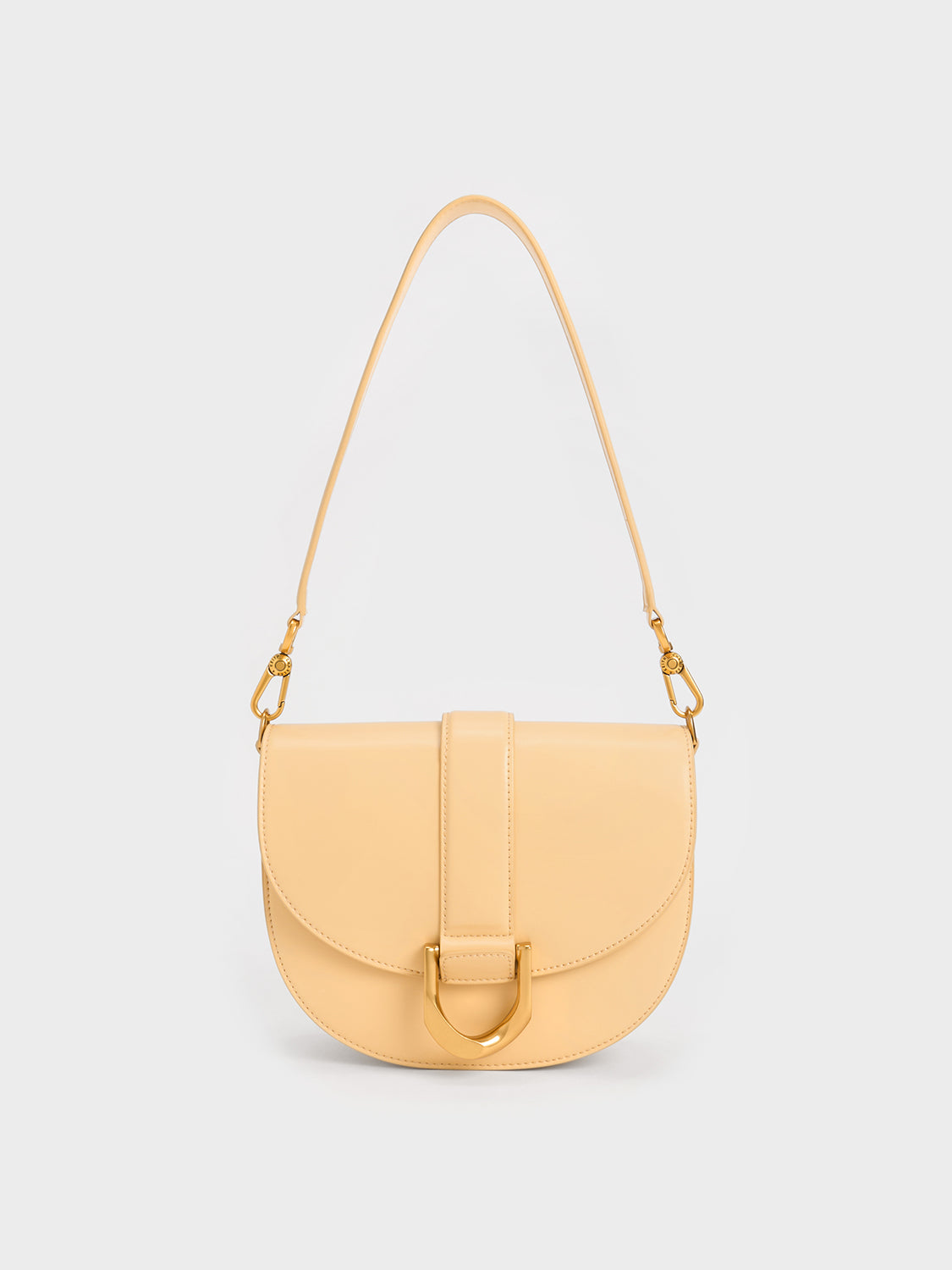 Gabine Leather Saddle Bag - Beige