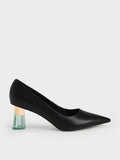 CHARLES & KEITH Metallic Accent Clear Heel Pumps