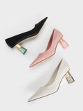 CHARLES & KEITH Metallic Accent Clear Heel Pumps