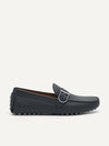 PEDRO Men Leather Driving Moccassins with Adjustable Strap - Navy