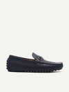 PEDRO Men Leather Horsebit Moccasins - Navy