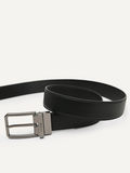 PEDRO Men Leather Reversible Pin Belt - Black