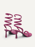 PEDRO Women Terrazo Heels with Detachable Coil Strap - Berry