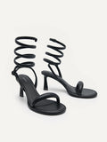 PEDRO Women Terrazo Heels with Detachable Coil Strap - Black