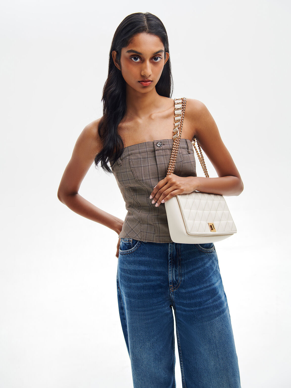 Chalk Bianca Leather Shoulder Bag - PEDRO International